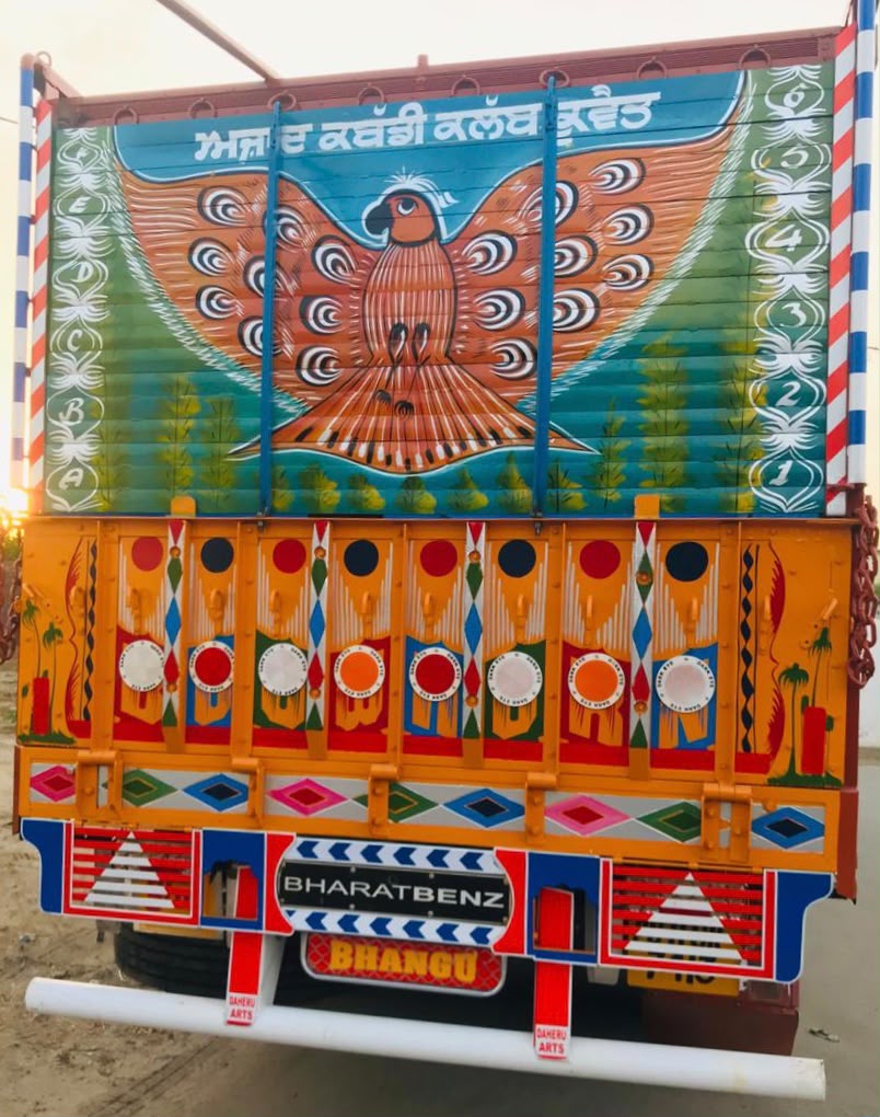 Traditional Punjabi truck art on Bhangu Transport vehicle